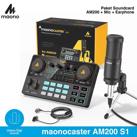 Maonocaster AM200 S1 Paket Soundcard buat Podcast/Home Recording/Live Streaming/Gaming
