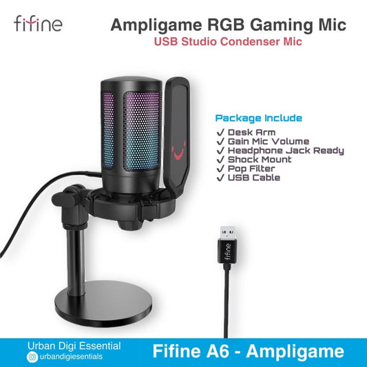 Fifine A6 Ampligame USB Mic RGB Gaming Microphone