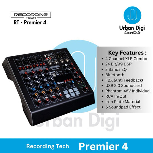 Recording Tech Premier 4 - Mixer Audio 4 Channel 24Bit 99 DSP