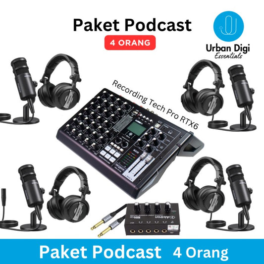 paket podcast 4 orang - Maono + Recording Tech
