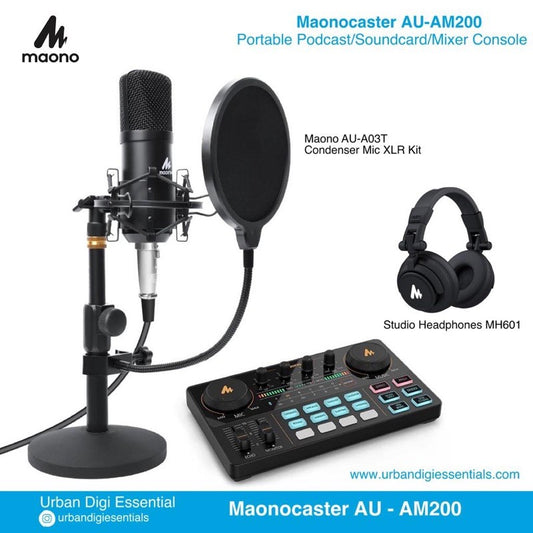 Maono Monocaster Lite AU-AM200 + Mic Maono A03T + Headphones Maono MH601