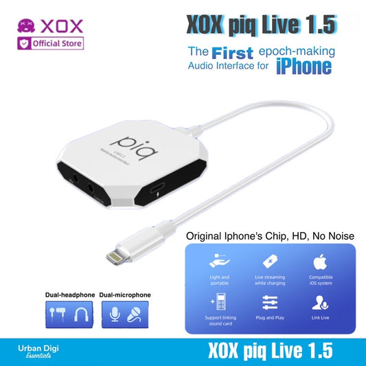 Soundcard / Audio Interface for iOS iPhone 6/7/8/X/11/12/13 Original Chipset XOX piq Live 1.5 HD Audio