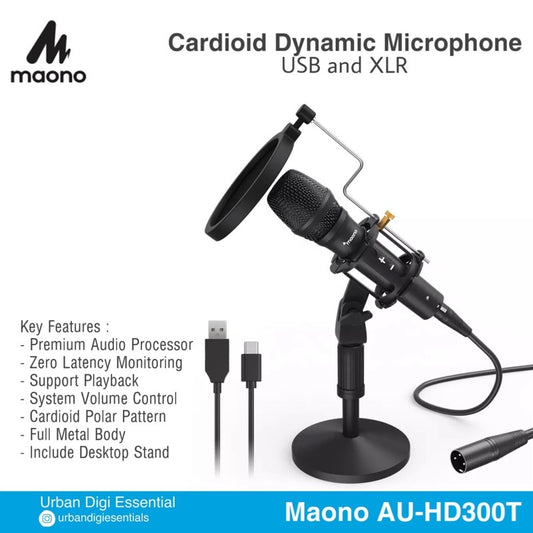 Maono AU-HD300T Dynamic Microphone XLR and USB Dual Mode