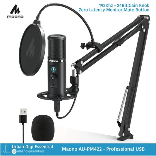 Maono USB Mic AU-PM422 Studio Condenser For Podcast / Recording / Gaming 192Khz - 24 Bit