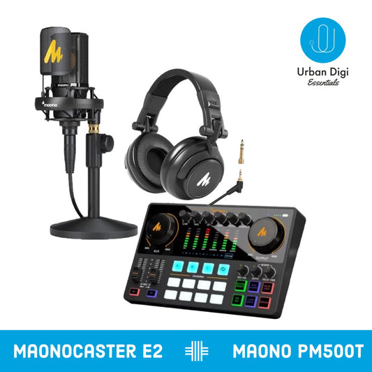 Maonocaster E2  dengan Microphone Maono PM500T - Paket Soundcard Buat Home Recording / Live Streaming  / Live Akustik