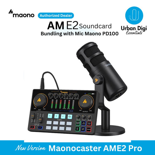Maonocaster E2 + Maono PD100 - Paket Podcast Home Recording Gaming Live Streaming Konten Kreator Live Musik Nyanyi Online Wesing Smule