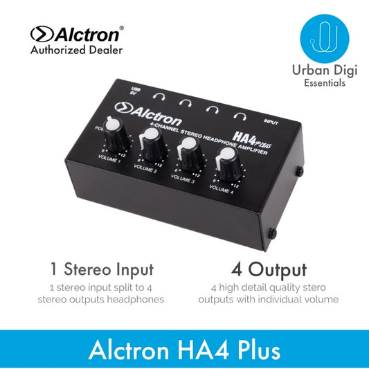 Alctron HA4 Plus - Headphone Amplifiet Splitter stereo headphones professional 1 to 4 headphones