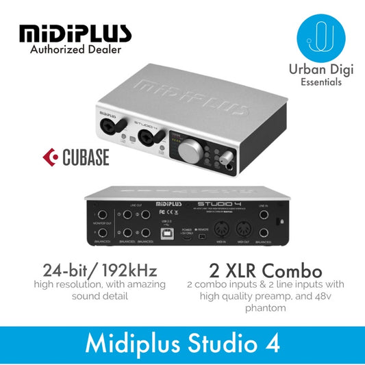 MIDIPLUS Studio 4 - Audio Interface Soundcard Recording / Podcast / Voice Over Content Creator Professional inlcude Cubase 10.5