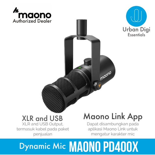 Maono PD400X - XLR USB Dynamic Microphone Mic untuk Recording Podcast Gaming Live Streaming Wesing Smule Voice Over Konten Kreator