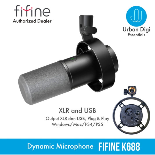 Fifine K688 - Dynamic Microphone Mic USB XLR untuk Podcast Recording Streaming Gaming Voice Over