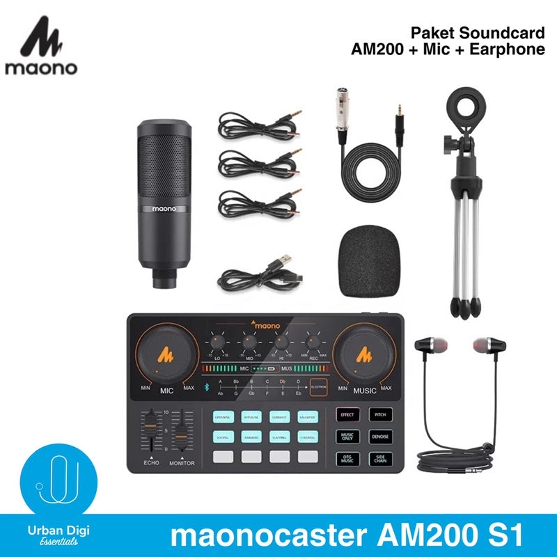 Maonocaster AM200 S1 Paket Soundcard buat Podcast/Home Recording/Live Streaming/Gaming