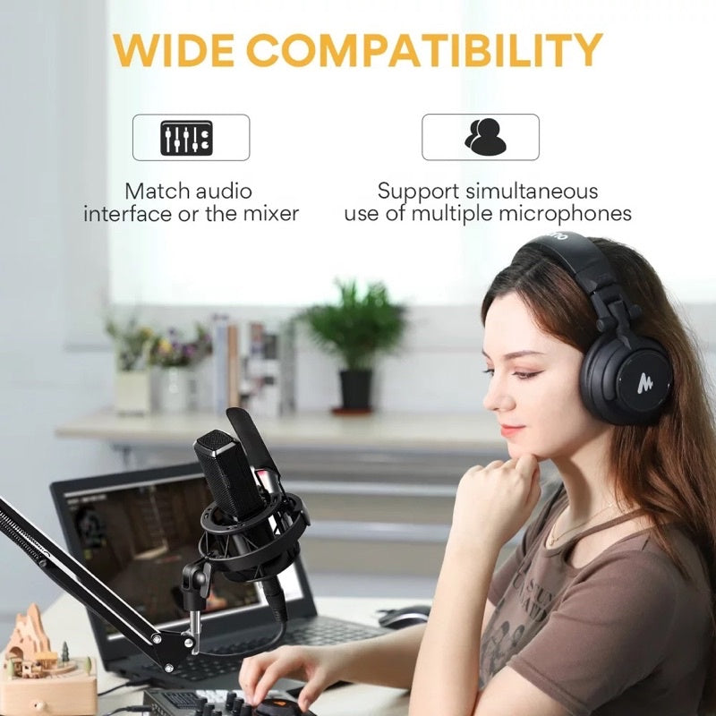 Maono Maonocaster AM100 Premium Package Dual Mic Bundle, Paket Home Recording/Podcast/Voice Over Professional