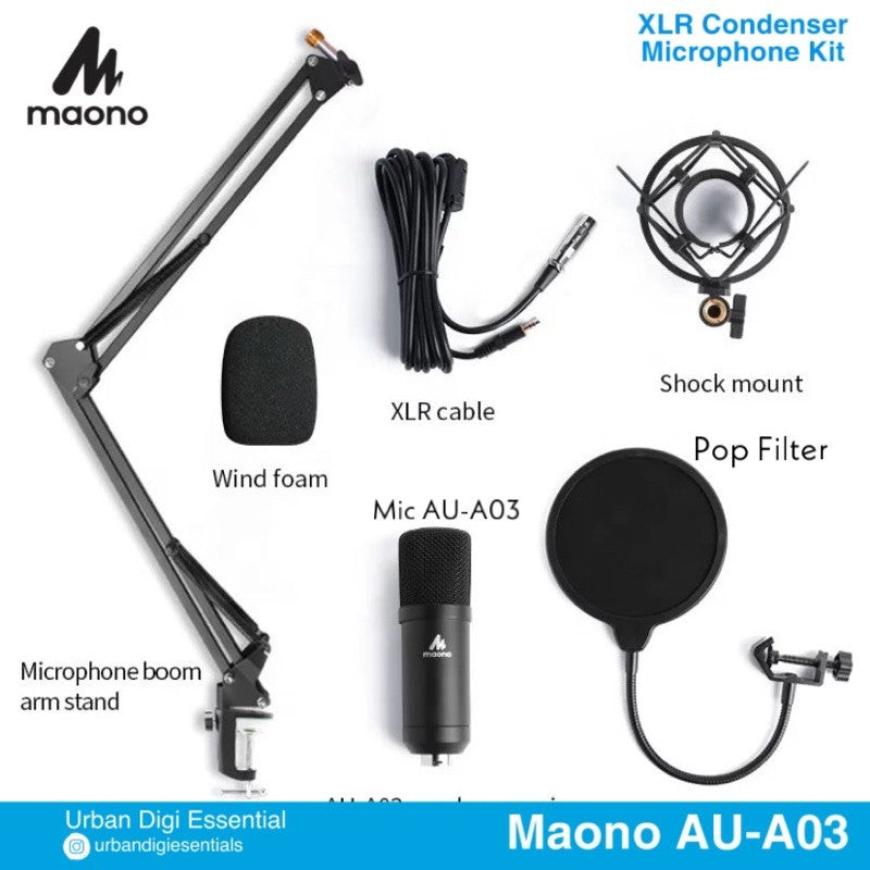 Maono AU-A03 XLR Condenser Microphone Package