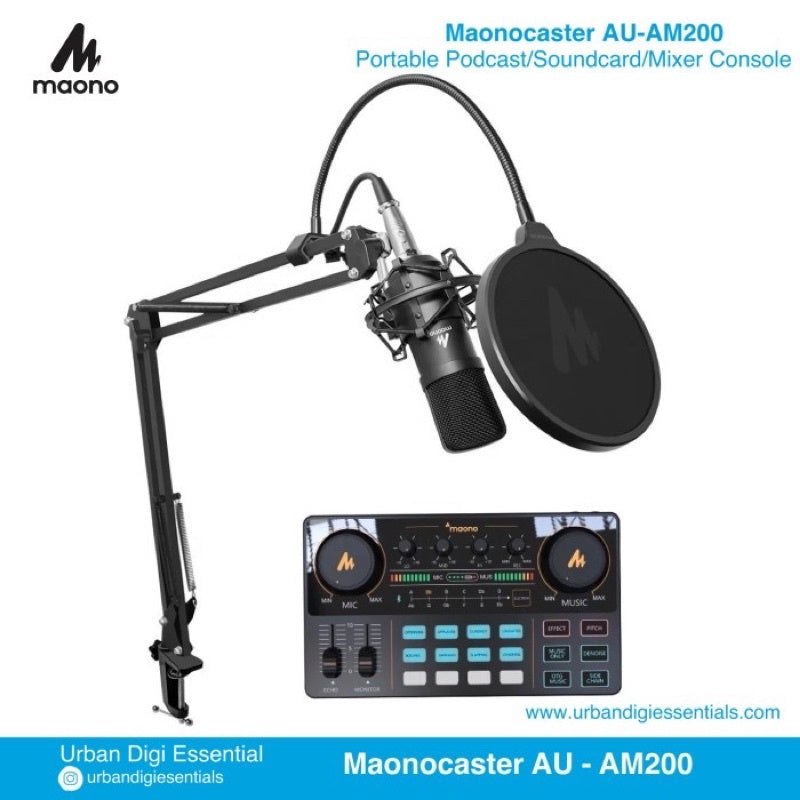 Maono Maonocaster AU-AM200 Lite Portable Podcast Soundcard Console