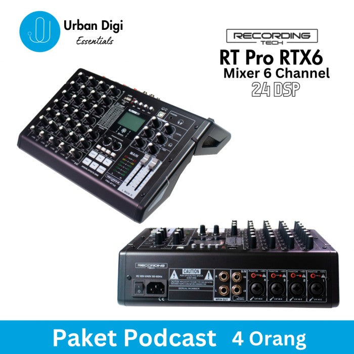 Paket Podcast 4 Orang - Recording Tech + Audio Technica