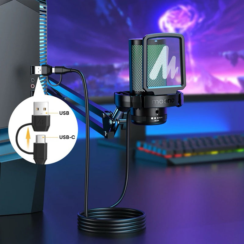 Maono GamerWave DGM20S - USB Condenser RGB Gaming Microphone