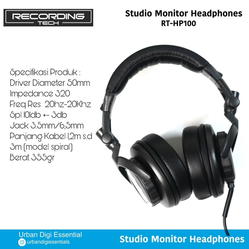 Media Recording Tech RT-HP100 Studio Monitor Headphones