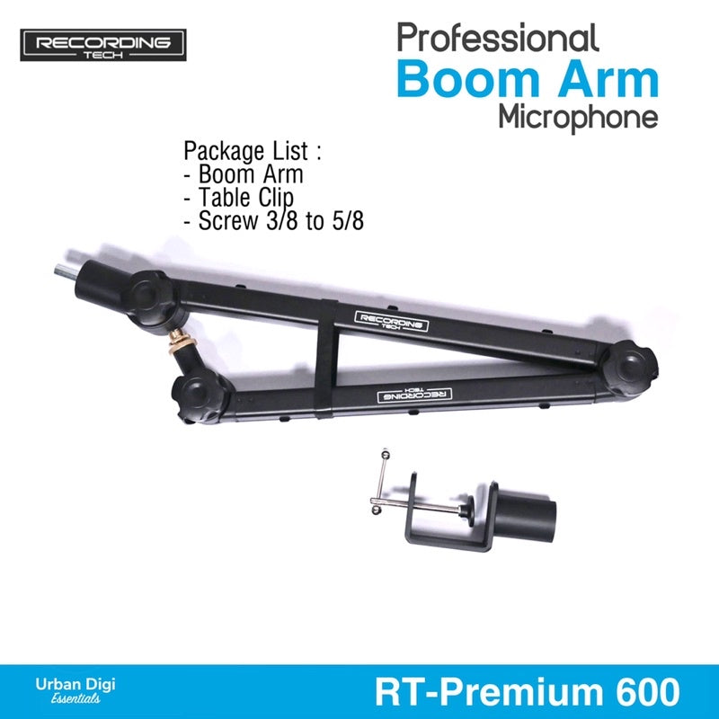 Recording Tech RT Premium 600 - Boom Arm Microphone / Stand Microphone Meja Professional