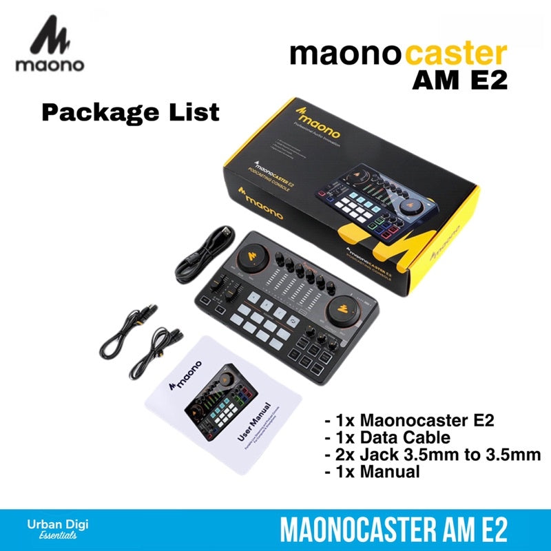 Maonocaster E2  dengan Microphone Maono PM500T - Paket Soundcard Buat Home Recording / Live Streaming  / Live Akustik