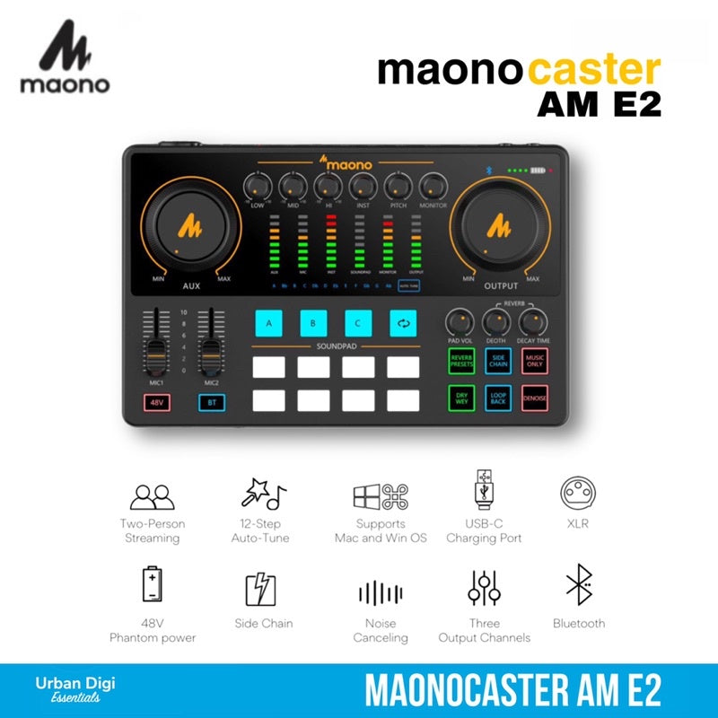 Maonocaster E2  dengan Microphone Maono PM500T - Paket Soundcard Buat Home Recording / Live Streaming  / Live Akustik