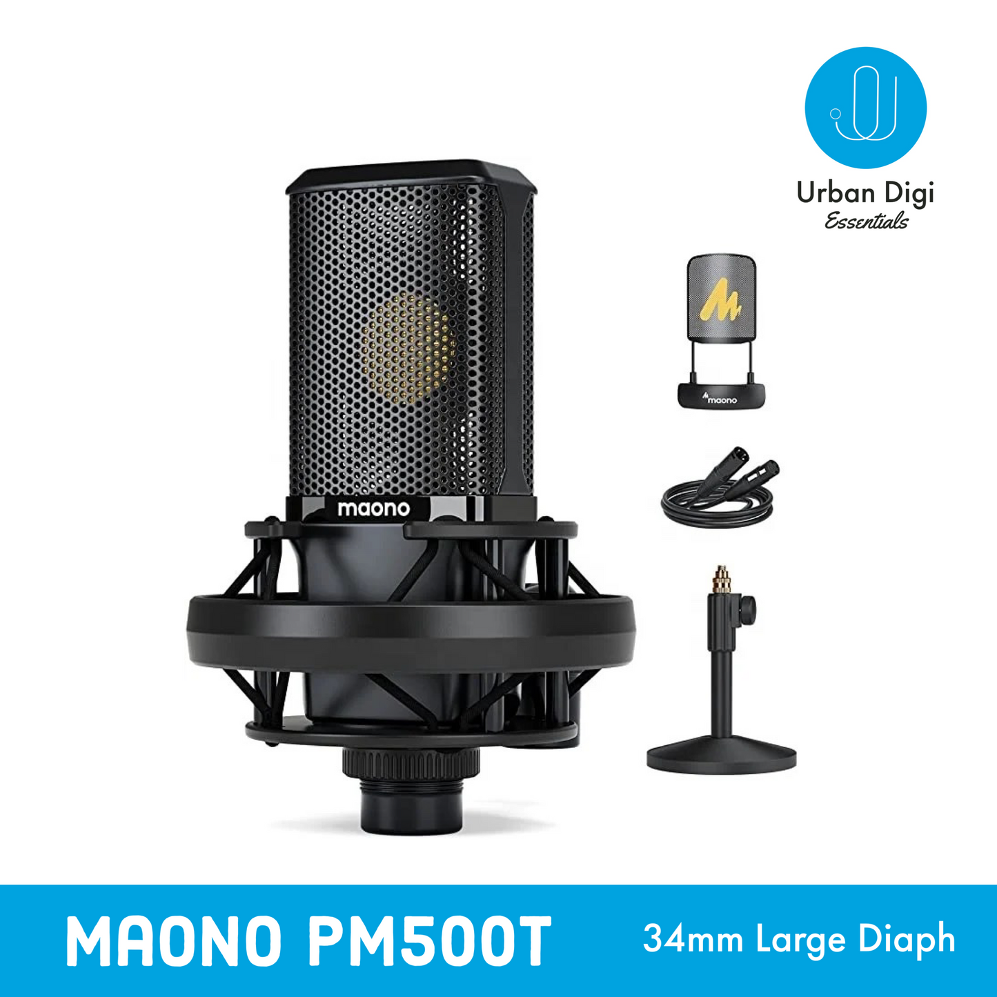 Maono Maonocaster AM100 Premium Package Dual Mic Bundle, Paket Home Recording/Podcast/Voice Over Professional