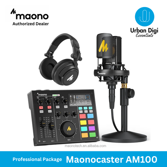 Maono Maonocaster AM100 Premium Package Dual Mic Bundle, Paket Home Recording/Podcast/Voice Over Professional