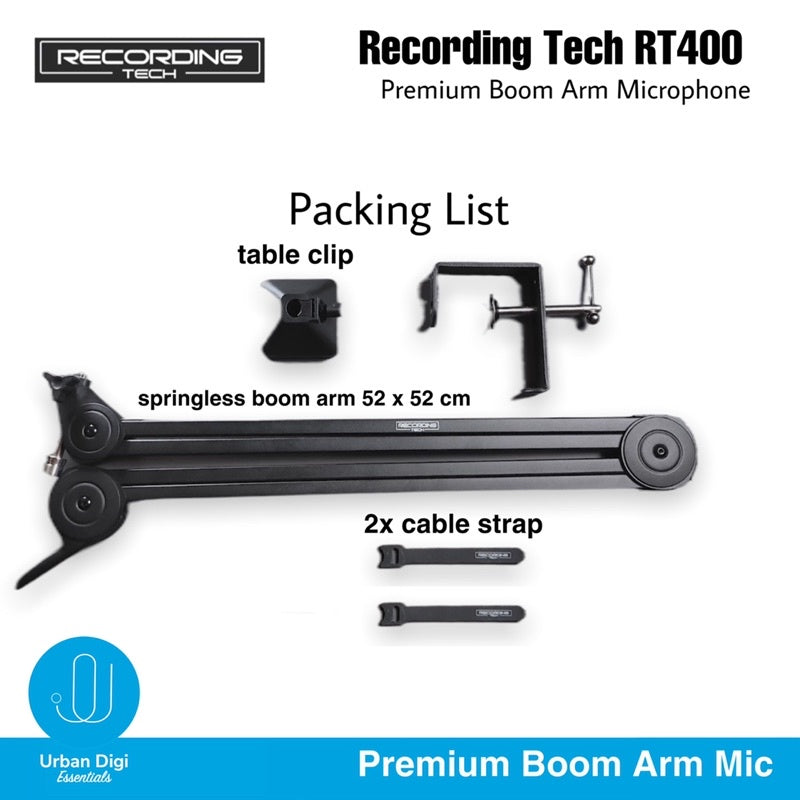 Recording Tech Premium RT 400 - Boom Arm Microphone Stand Professional