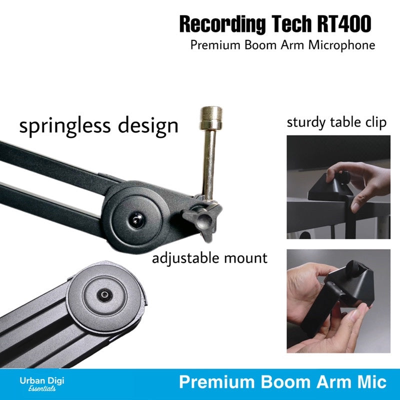 Recording Tech Premium RT 400 - Boom Arm Microphone Stand Professional