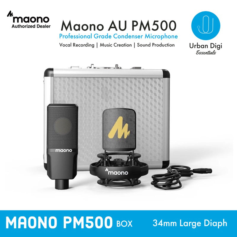 Maono AU PM500 - Professional Studio Condenser Large Diaph 34MM Mic untuk Recording/Podcast Professional