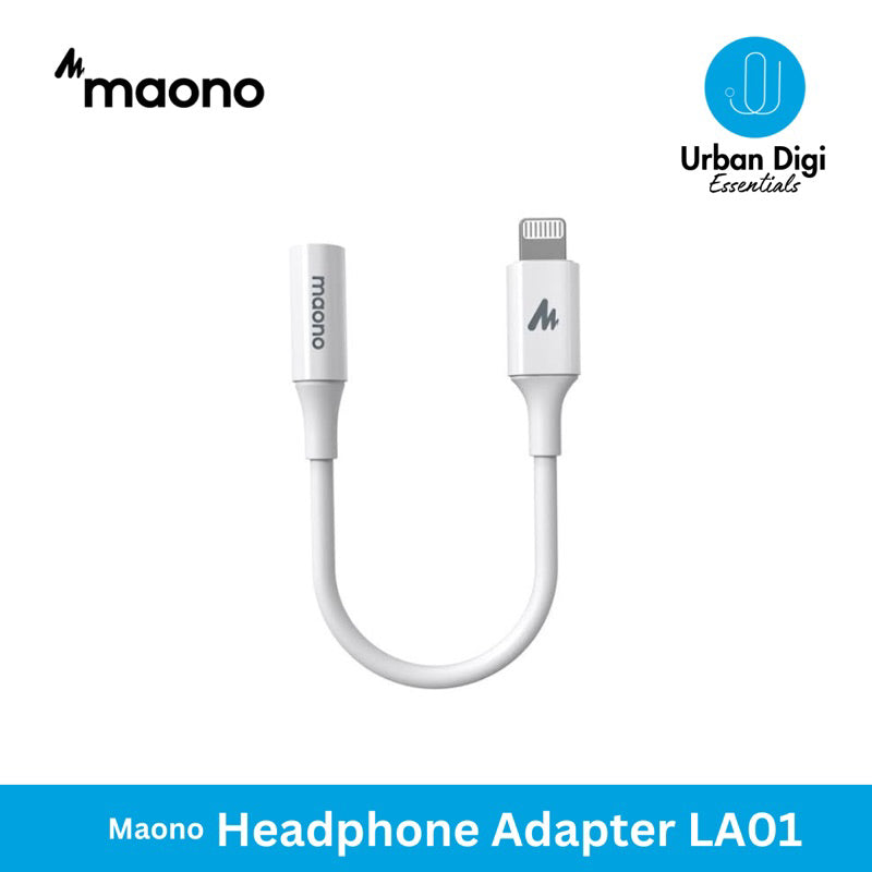 Maono LA01 - iOS Lightning Adapter to jack 3,5mm | Adapter Untuk Live Streaming di iPhone iPad atau untuk Headset MFi Certified