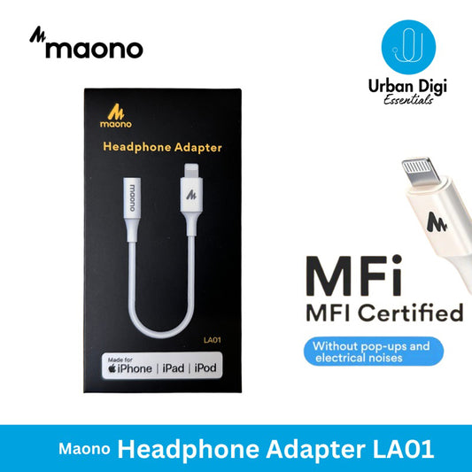 Maono LA01 - iOS Lightning Adapter to jack 3,5mm | Adapter Untuk Live Streaming di iPhone iPad atau untuk Headset MFi Certified