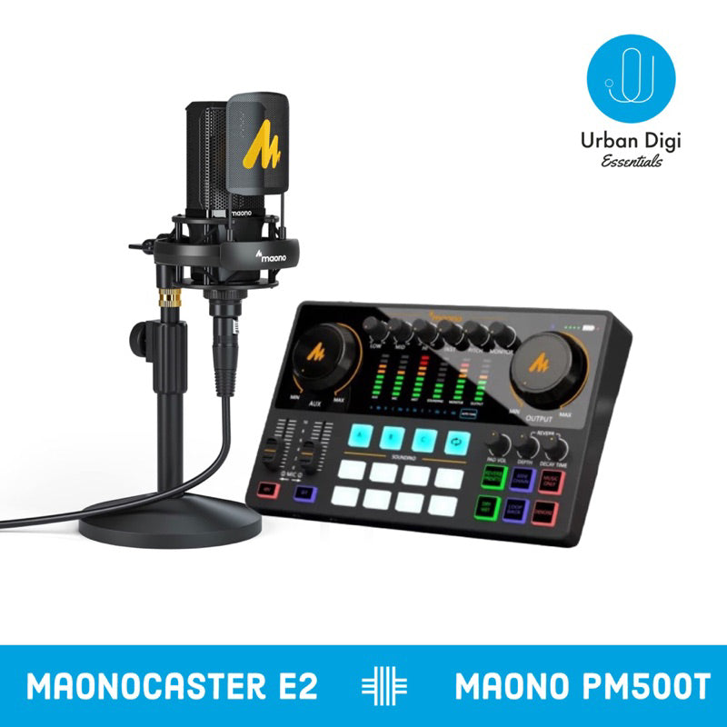 Maonocaster E2  dengan Microphone Maono PM500T - Paket Soundcard Buat Home Recording / Live Streaming  / Live Akustik