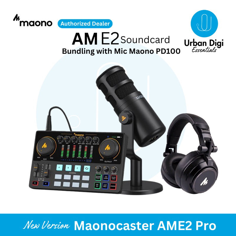 Maonocaster E2 + Maono PD100 - Paket Podcast Home Recording Gaming Live Streaming Konten Kreator Live Musik Nyanyi Online Wesing Smule