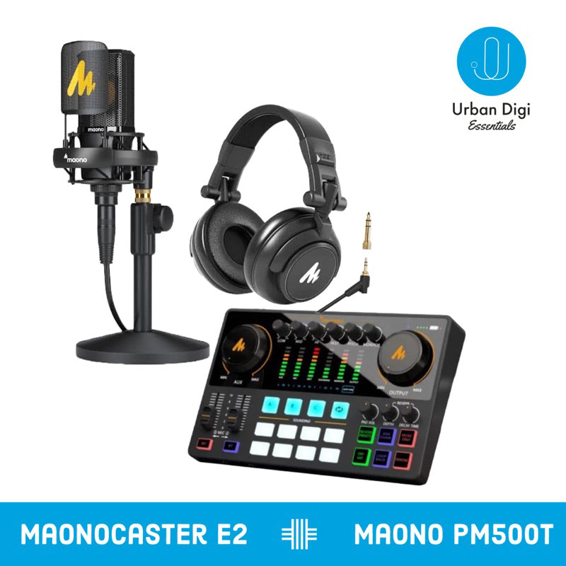 Maonocaster E2  dengan Microphone Maono PM500T - Paket Soundcard Buat Home Recording / Live Streaming  / Live Akustik