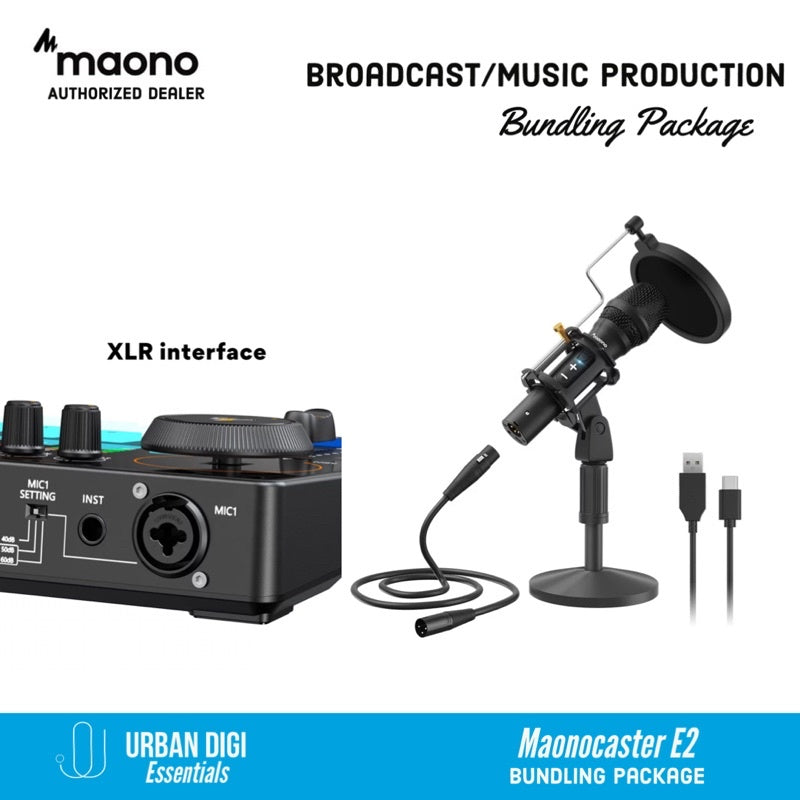 Paket Podcast/Broadcast/Music Production/Recording - Maonocaster E2 Bundling Mic Maono HD300 T