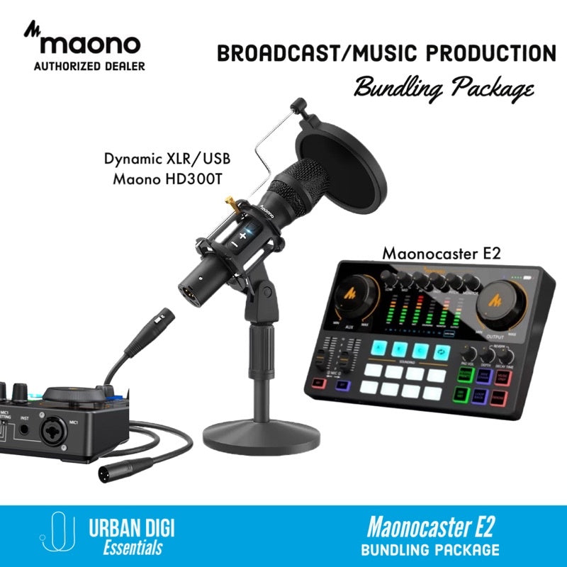 Paket Podcast/Broadcast/Music Production/Recording - Maonocaster E2 Bundling Mic Maono HD300 T