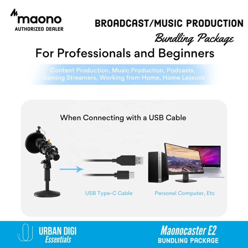 Paket Podcast/Broadcast/Music Production/Recording - Maonocaster E2 Bundling Mic Maono HD300 T