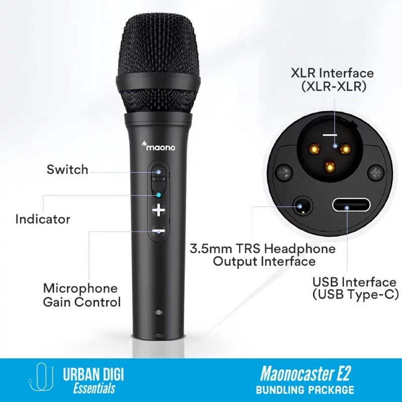 Paket Podcast/Broadcast/Music Production/Recording - Maonocaster E2 Bundling Mic Maono HD300 T